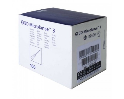 Игла инъекционная 22G (0,7 x 40 мм) тонкая стенка BD Microlance